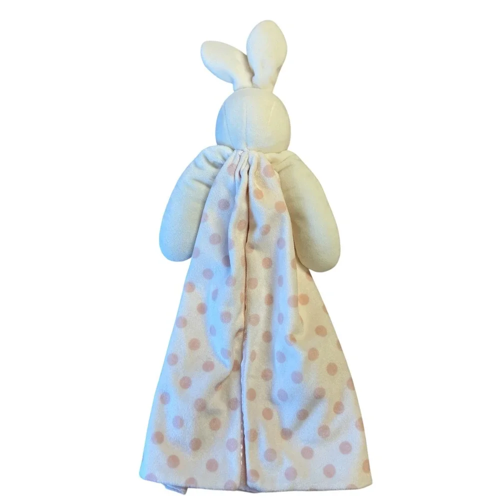 Bunnies by the Bay Bud Bunny Pink Polka Dot Satin Lovey Security Blanket EUC
